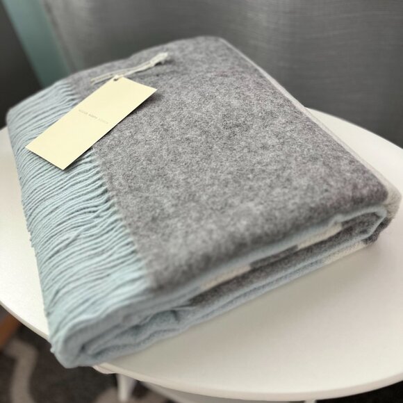 Alicia Adams Alpaca Wool Luxury Canyon Throw in Light Blue/Light Grey/Ivory - Picture 2 of 9